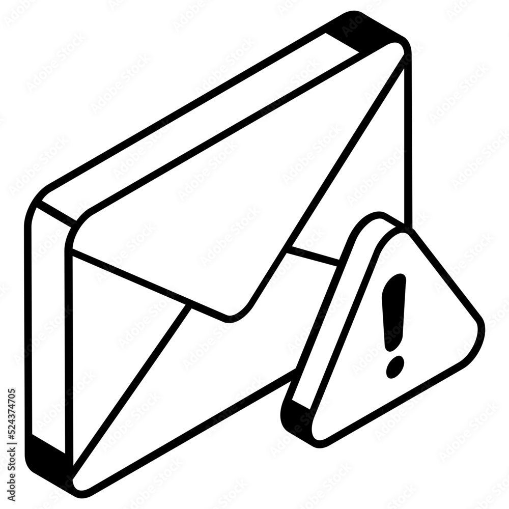 A trendy line isometric icon of an error A trendy line isometric icon of an error