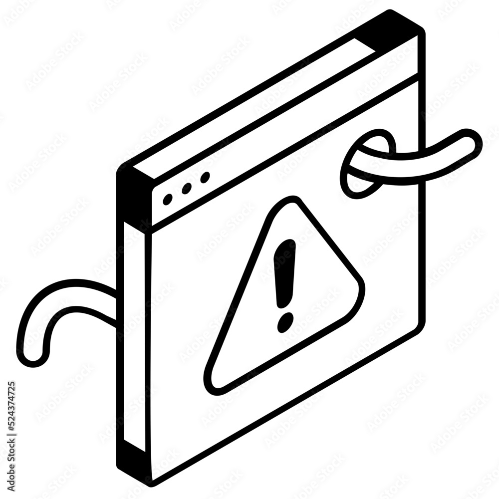 A trendy line isometric icon of an error A trendy line isometric icon of an error