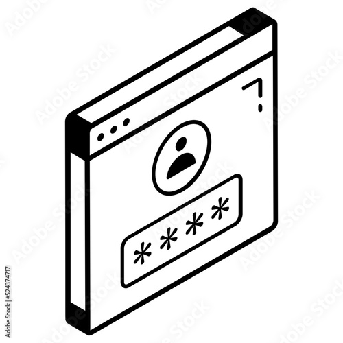 Protection from unauthorized user isometric icon