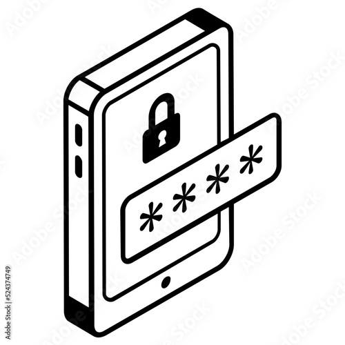 Protection from unauthorized user isometric icon
