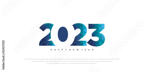 2023 Happy New Year logo text design. 2023 number design template. Vector illustration.