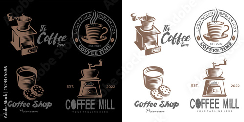 Coffee icon set logo design , vector illustration.