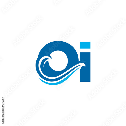 Typography of Oi with waves concept on 'O' letter.
