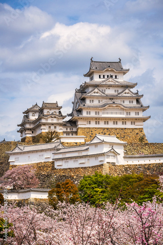 A vertical shot of Himeji Castle.