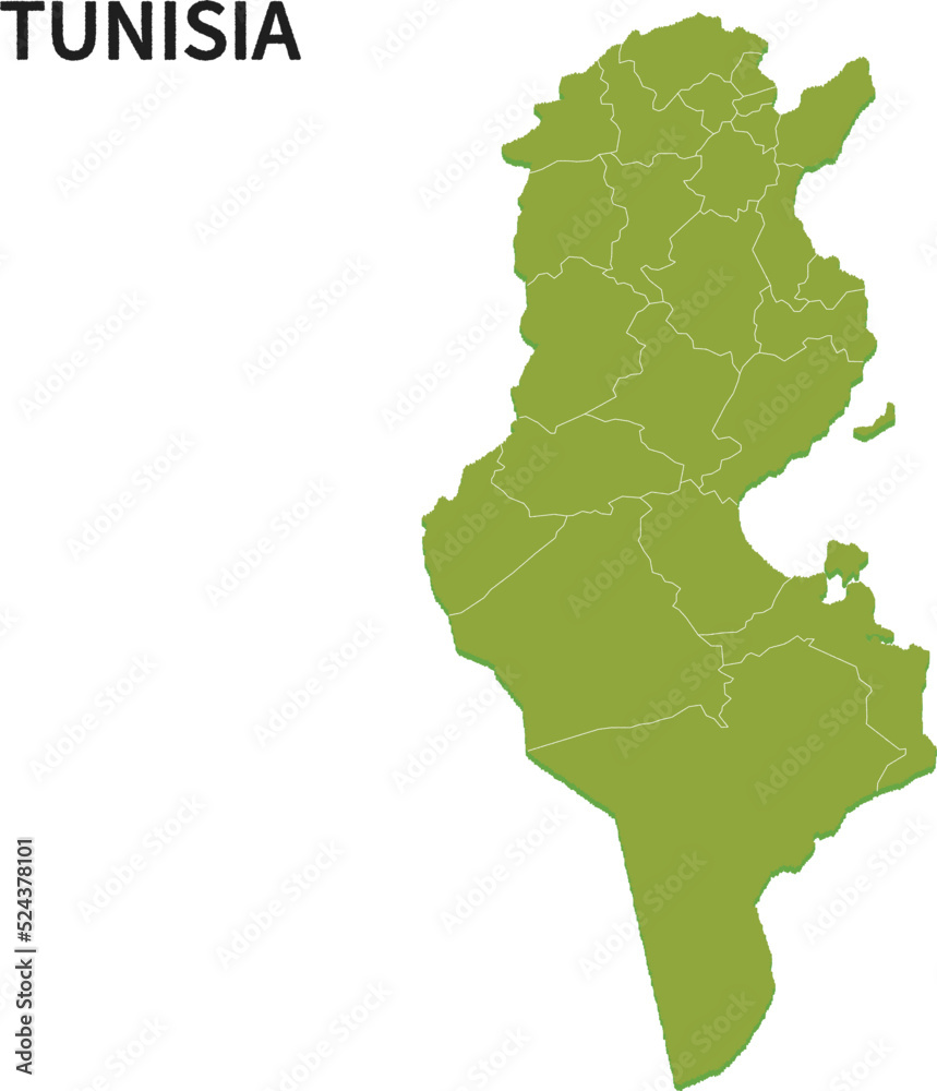 チュニジア/TUNISIAの地域区分イラスト