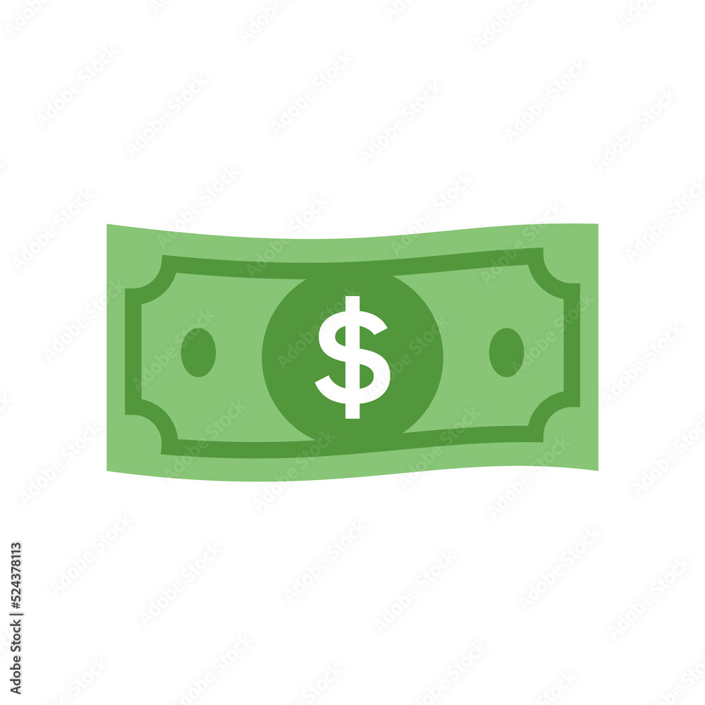 Money dollar with flat color, dollar bill symbol Money dollar with flat color, dollar bill symbol