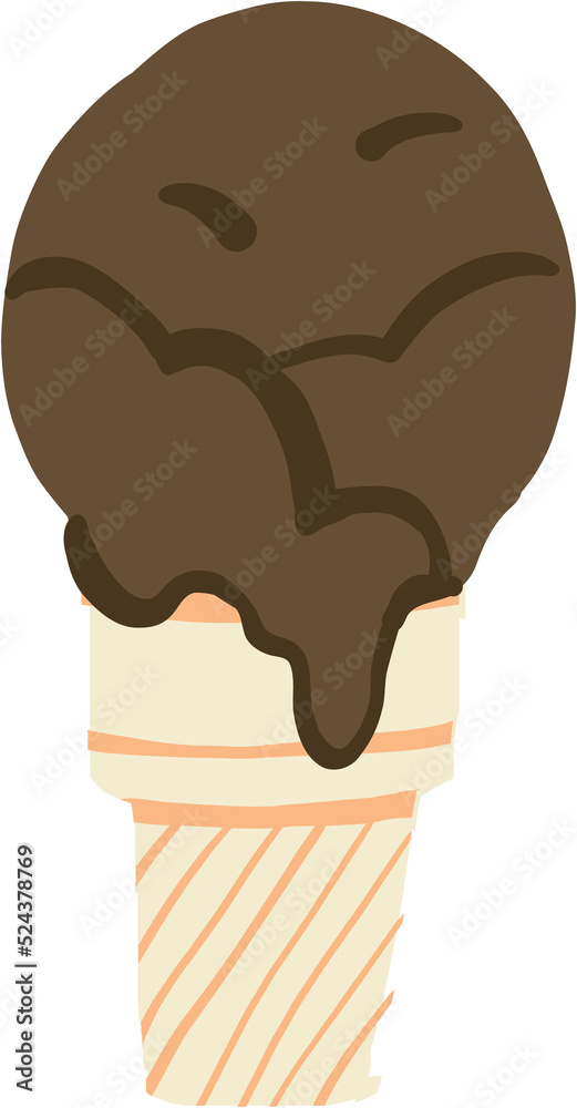 Colorful freehand drawing of a cone of icecream. Colorful freehand drawing of a cone of icecream.