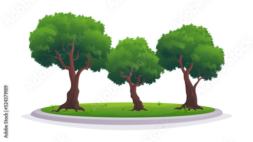 Big Tree vector element collection with organized individual object, cartoon tree vector illustration