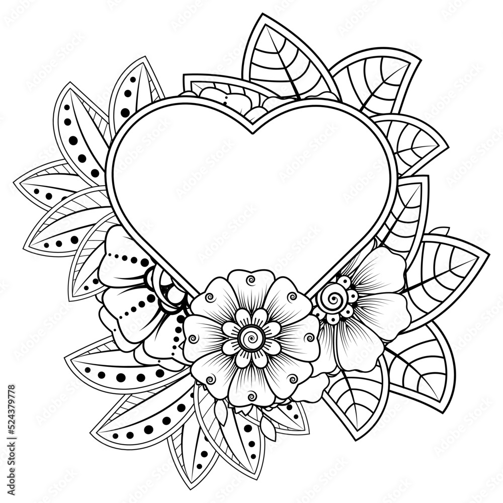 Floral Background with mehndi flower. Decorative ornament in ethnic oriental style. Coloring book. Floral Background with mehndi flower. Decorative ornament in ethnic oriental style. Coloring book.