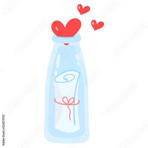 Message bottle flat rounded sticker 