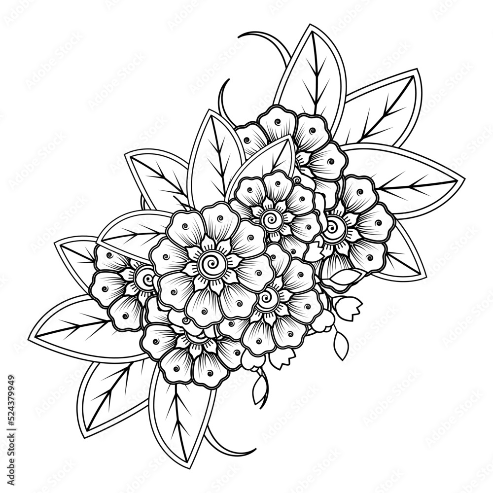 Floral Background with mehndi flower. Decorative ornament in ethnic oriental style. Coloring book. Floral Background with mehndi flower. Decorative ornament in ethnic oriental style. Coloring book.