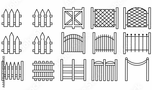 fence icon set isolated on white background