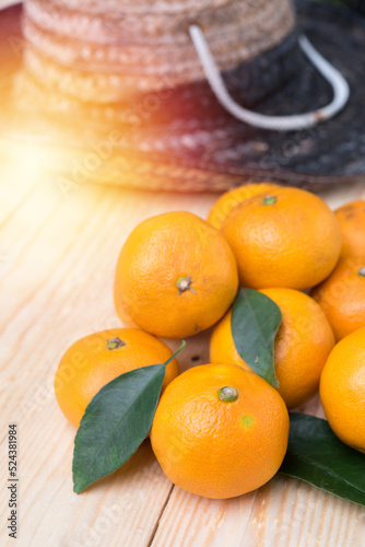 orange fruit, fresh Orange, Orange, high Vitamin C on wood background