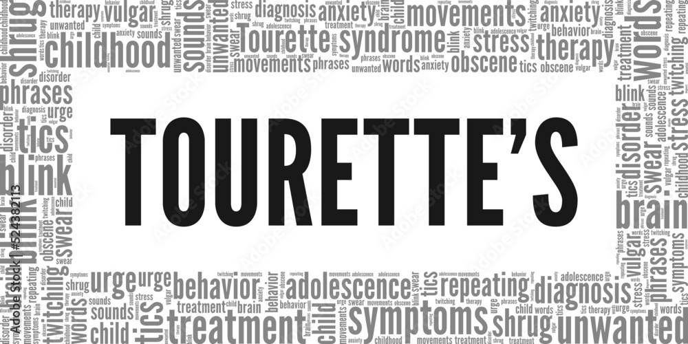 Tourette syndrome word cloud conceptual design isolated on white background.