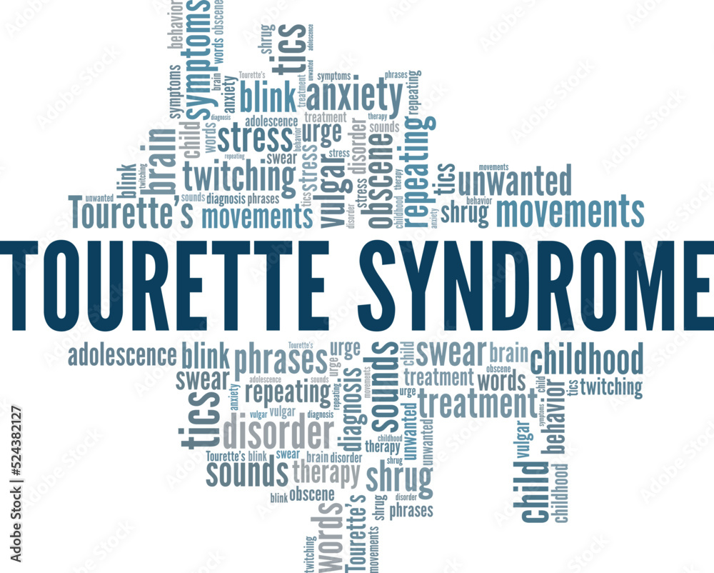 Fototapeta premium Tourette syndrome word cloud conceptual design isolated on white background.