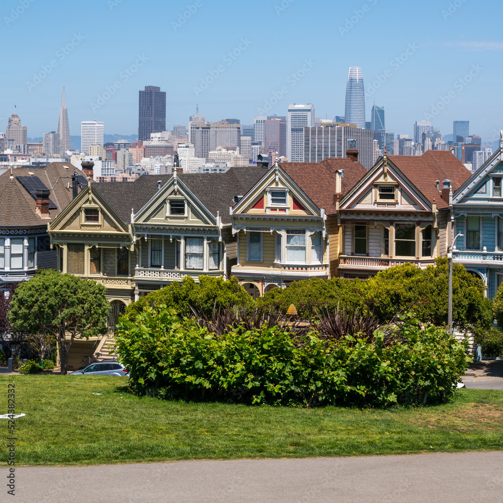 The Painted Ladies, San Francisco under the summer sun The Painted Ladies, San Francisco under the summer sun