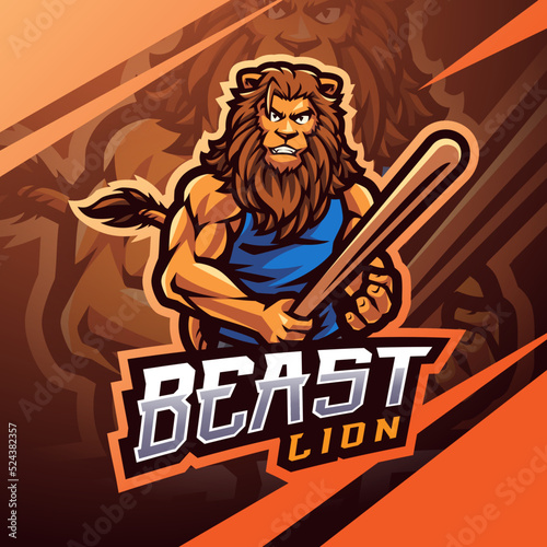 Beast lion esport mascot logo design