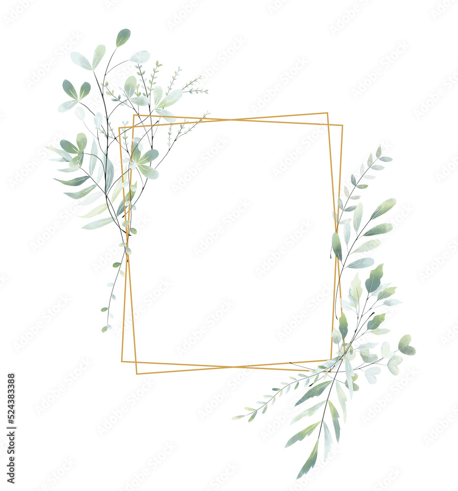 Green leaf watercolor floral bouquet Png, Greenery Elements Wildflowers Spring with Wreaths on Transparent background Png