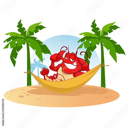 lobster mascot cartoon in vector