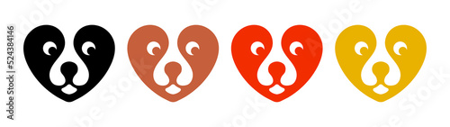 Dog Love Heart with cute puppy face vector illustration. Best used for pet care, pet-friendly logo.	
