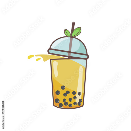 Bubble tea with leaf 