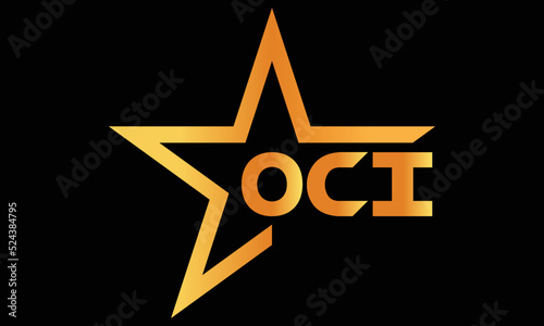 OCI golden luxury star icon three letter logo design vector template. royal logo | luxury logo | jewelry logo | premium logo | iconic logo | Victoria logo |	