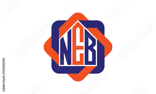 NEB three letter real estate logo with home icon logo design vector template | construction logo | housing logo | engineering logo | initial letter logo | minimalist logo | property logo |