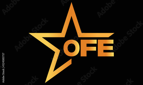 OFE golden luxury star icon three letter logo design vector template. royal logo | luxury logo | jewelry logo | premium logo | iconic logo | Victoria logo |	