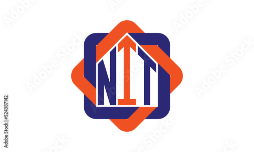 NIT three letter real estate logo with home icon logo design vector template | construction logo | housing logo | engineering logo | initial letter logo | minimalist logo | property logo |