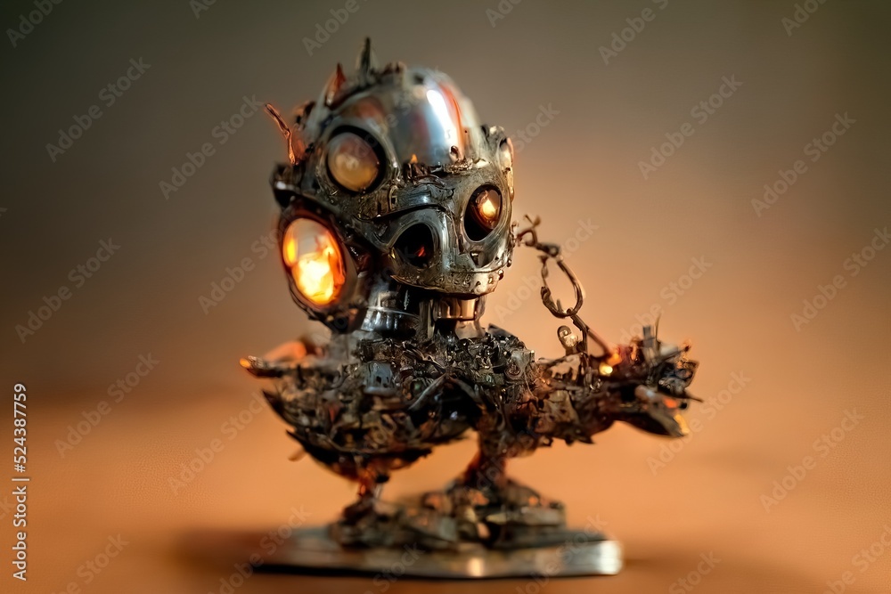 Metal figurine made of scrap, 3d illustration Metal figurine made of scrap, 3d illustration