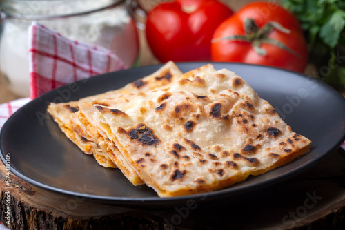 Traditional delicious Turkish food; Potato Pie (Turkish name; patatesli gozleme - gozleme)