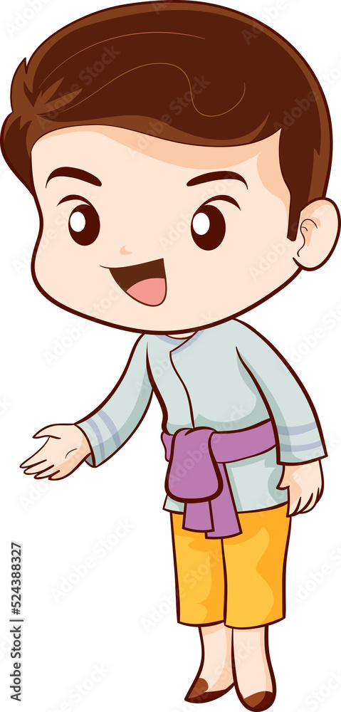 man cartoon thai traditional Outfit character man cartoon thai traditional Outfit character