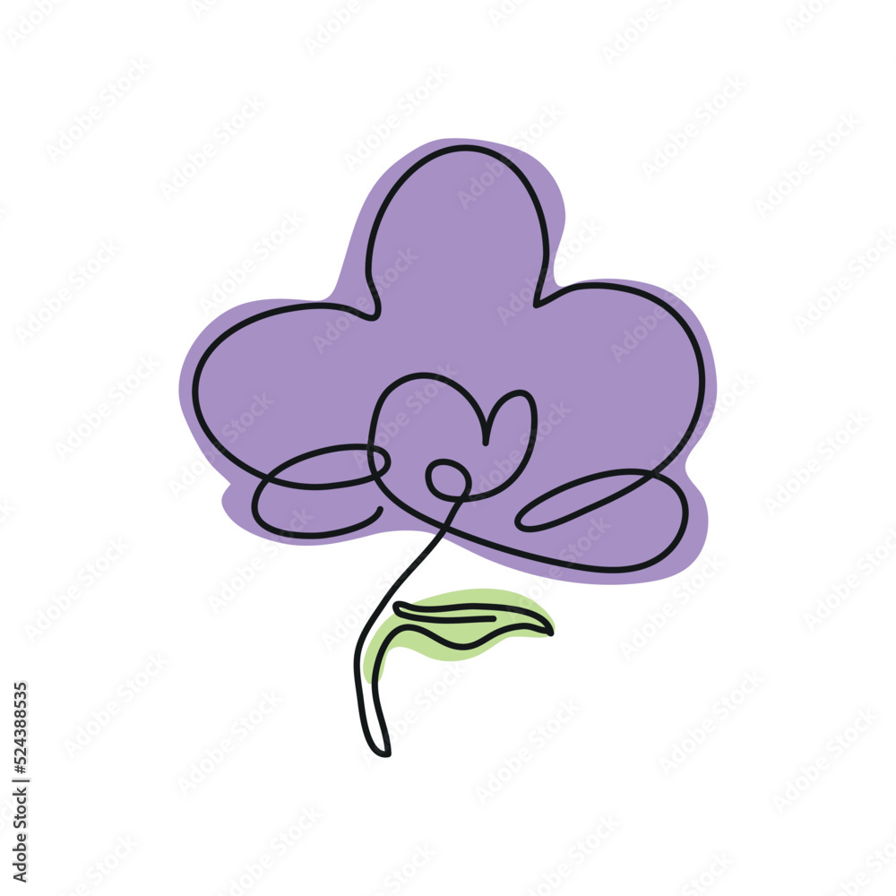 purple flowers continuous line