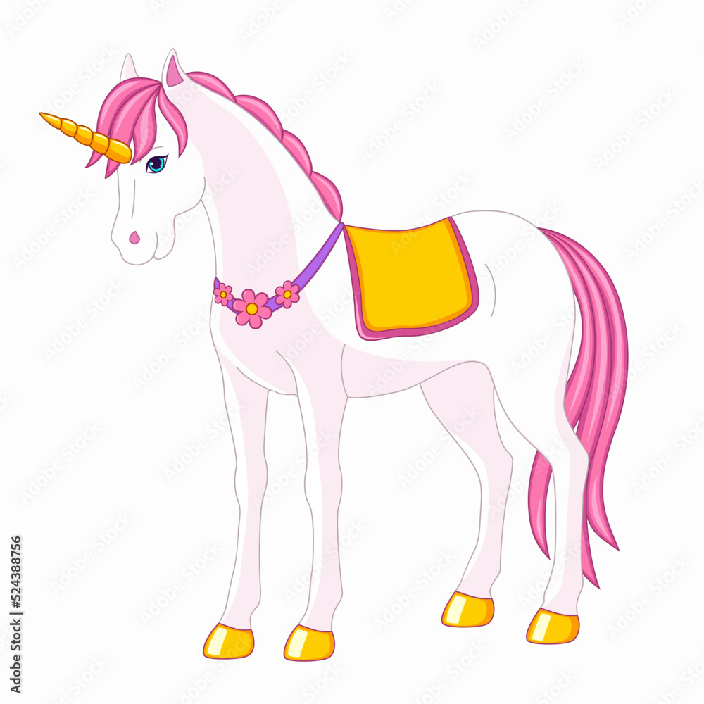 Obraz premium Fairy beautiful unicorn with a pink mane and tail