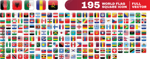 195 World Flag Icon Square