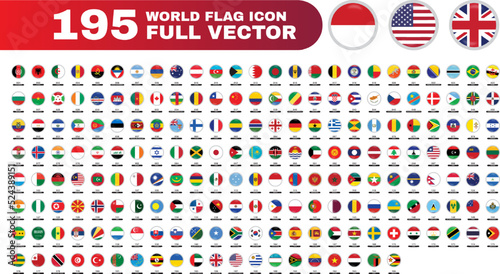 Fotografie, Tablou 195 World Flag Icon Circle Full Vector