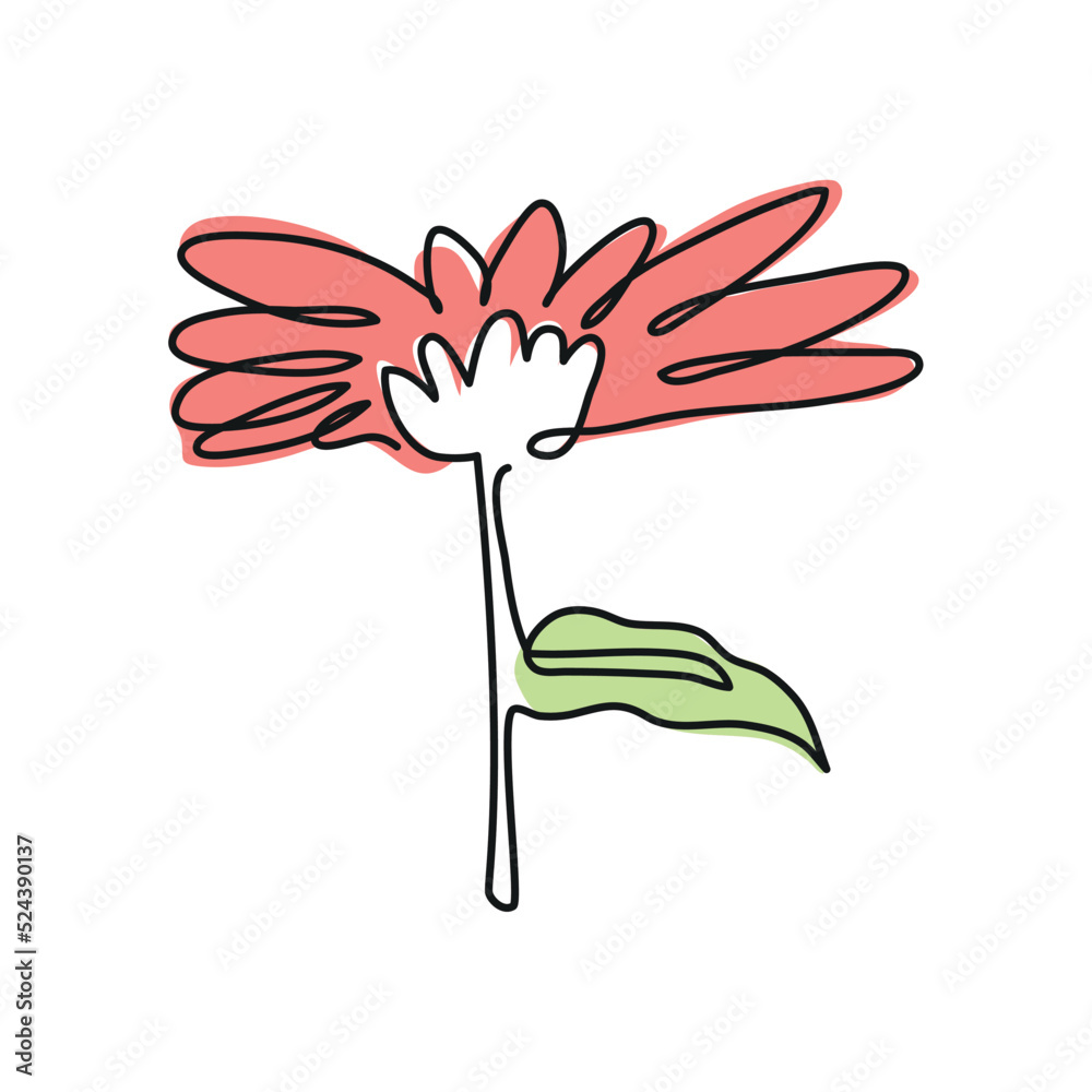flower one line flat icon