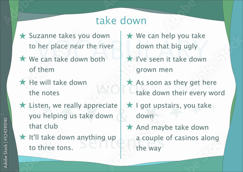 english worksheet take down