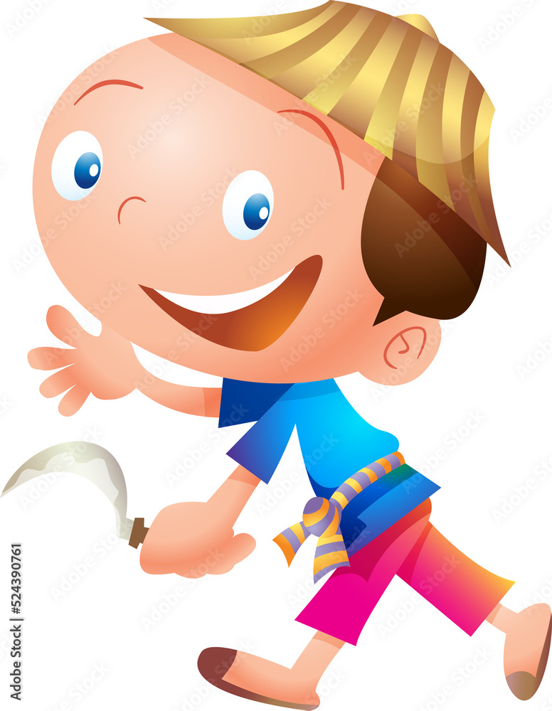 Thai Farmer with Animals Character and Objects