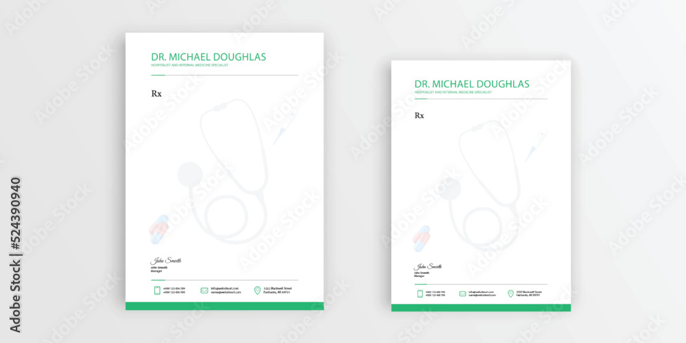 Medical Doctors Prescription Letterhead Design Pad