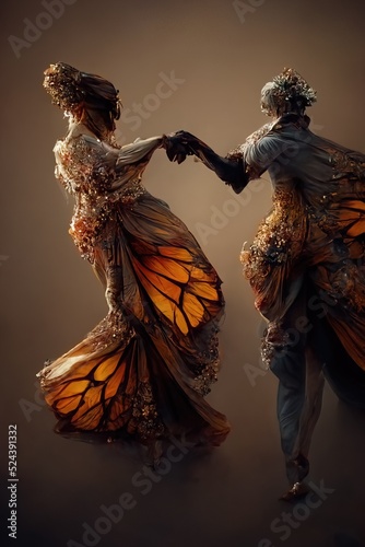 Digital art of a pair of human butterfly  3d illustration
