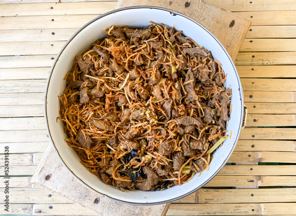 Sambal Goreng Daging (Gore Gore) cuisine from Indonesia, made from slices beef with fried potato. Sambal Goreng Daging (Gore Gore) cuisine from Indonesia, made from slices beef with fried potato.