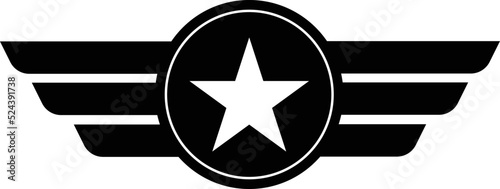 emblem badge millitary aviation logo on white background.. millitary star sign. aviation badge symbol. flat style.