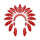red indian War bonnets  icon vector illustration flat logo design