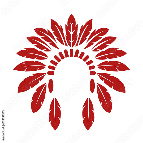 red indian War bonnets  icon vector illustration flat logo design