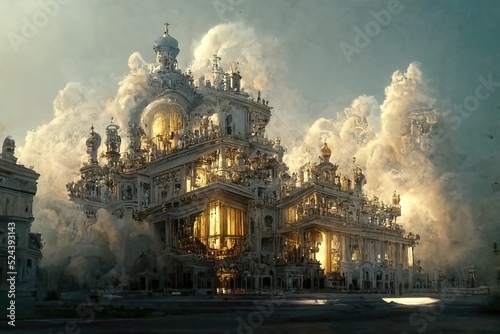 Baroque architecture view, digital art, 3d illustration