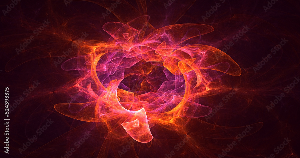 3D rendering abstract valentine red fractal light background