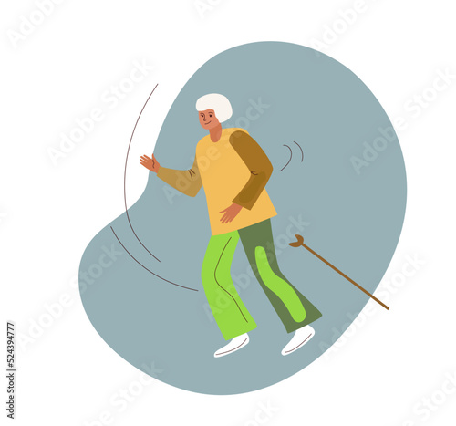 Active senior women dancing Vector cartoon illustration