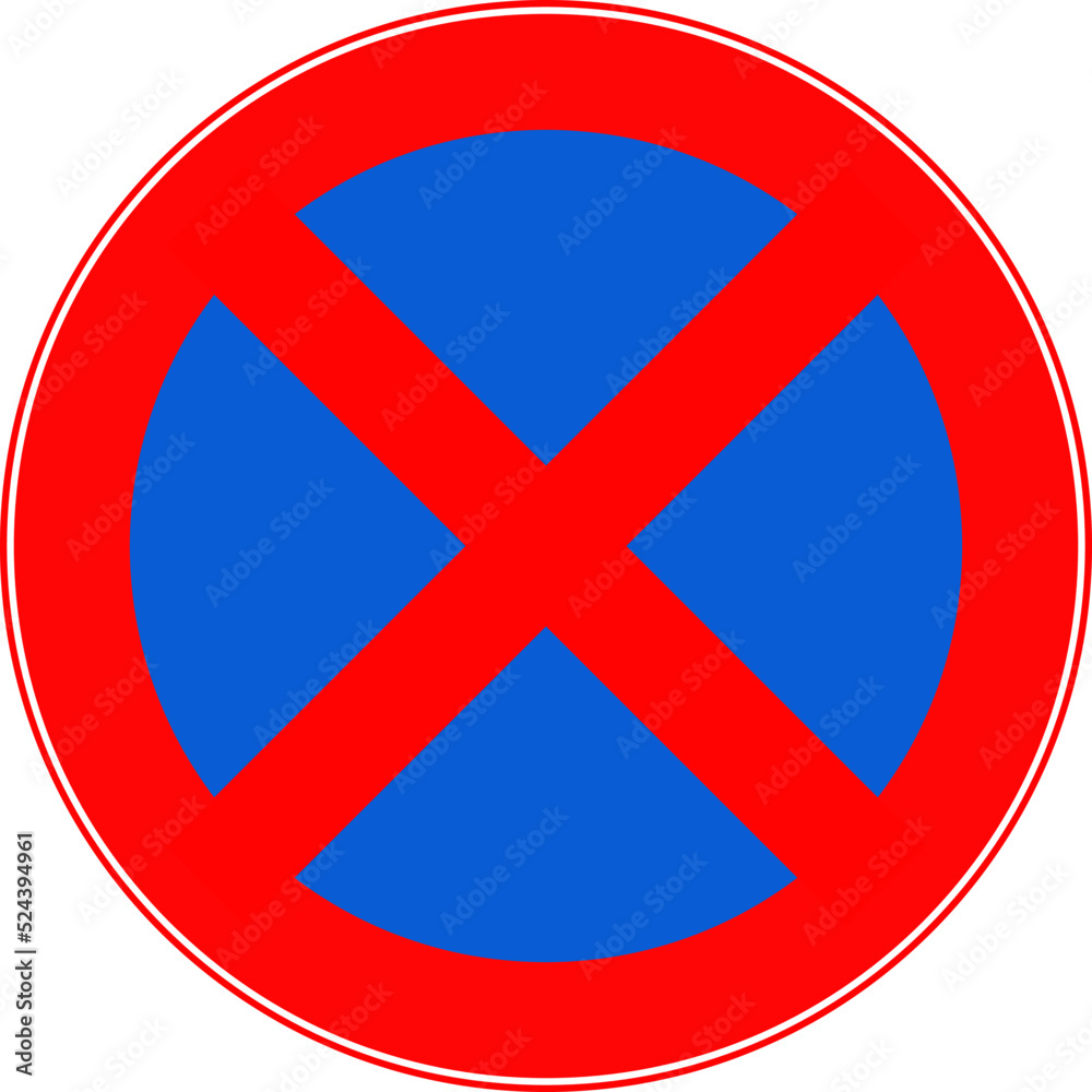 The sign stopping vehicles is prohibited. Vector image. The sign stopping vehicles is prohibited. Vector image.