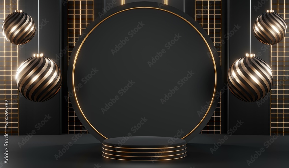3D rendering of blank product background for cream cosmetics Modern black podium background 3D rendering of blank product background for cream cosmetics Modern black podium background